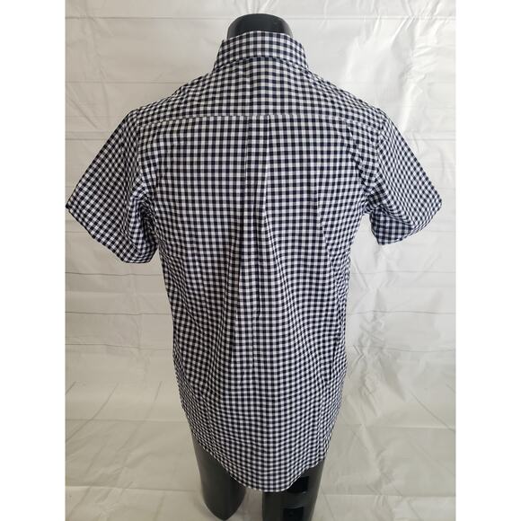 HPI Shirt Men's Medium Navy & White Check Button Up Short Sleeve MINT‼️ # - Picture 3 of 10